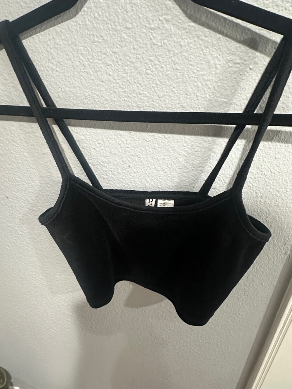 Women's Black Velvet Crop Cami Top